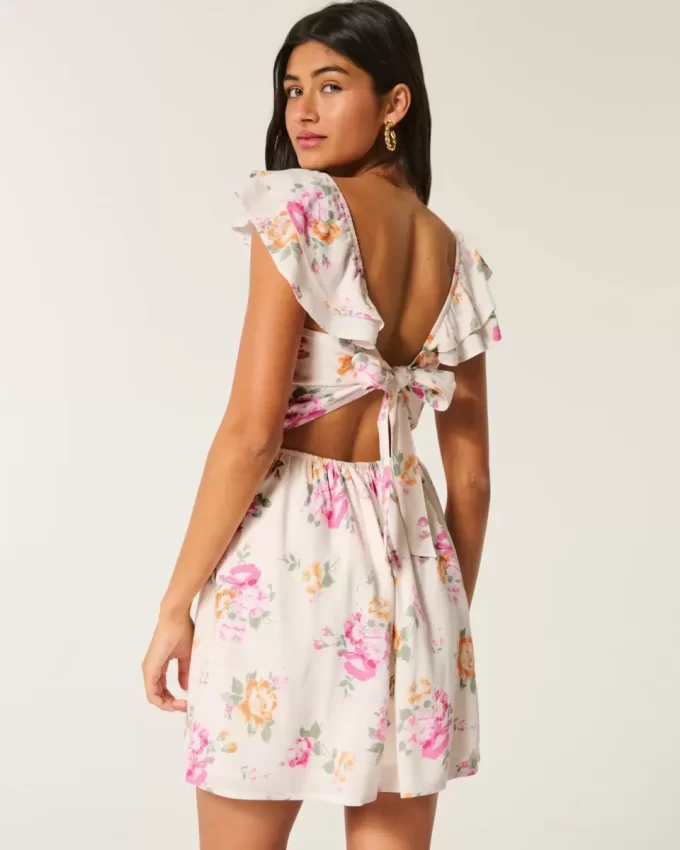 Μίνι φόρεμα Flutter Sleeve V-Waist Μίνι φόρεμα Flutter Sleeve V-Waist