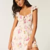 Μίνι φόρεμα Flutter Sleeve V-Waist Μίνι φόρεμα Flutter Sleeve V-Waist