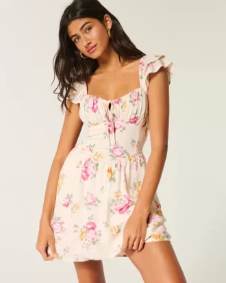 Μίνι φόρεμα Flutter Sleeve V-Waist