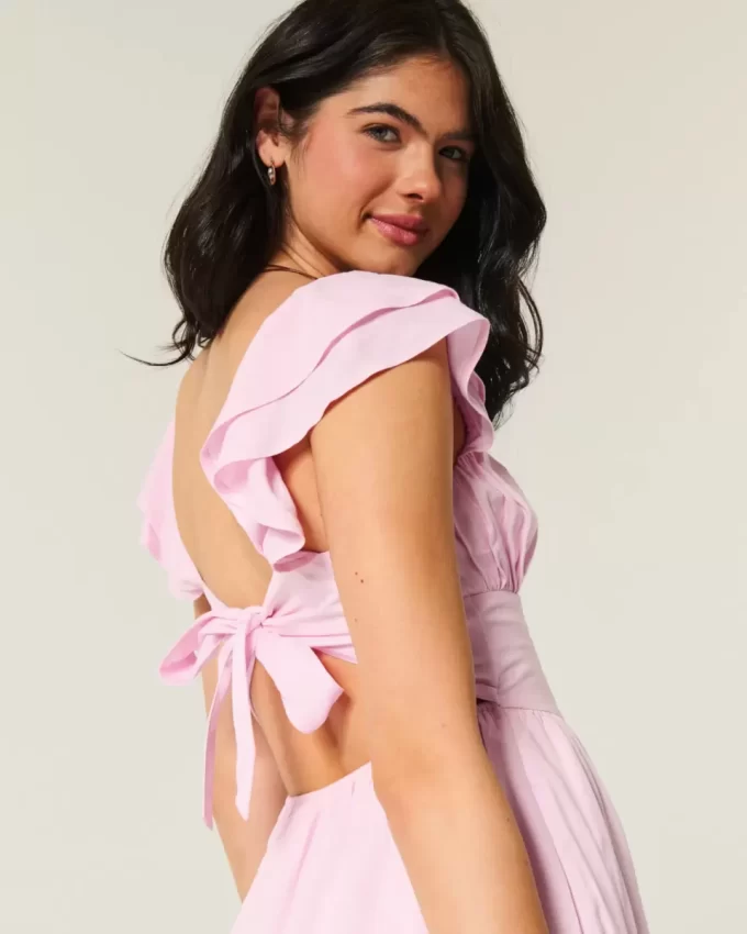 Μίνι φόρεμα Flutter Sleeve V-Waist Μίνι φόρεμα Flutter Sleeve V-Waist