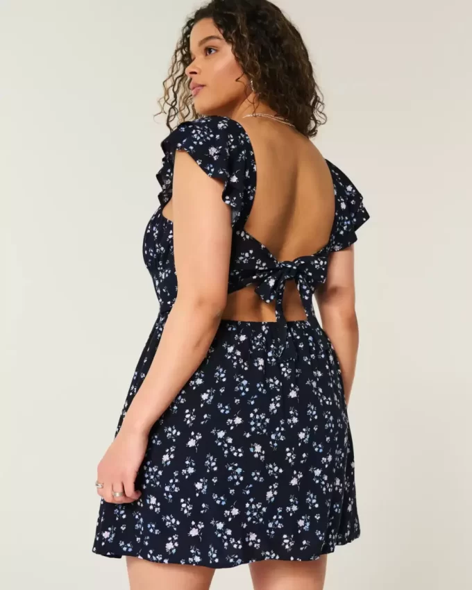 Μίνι φόρεμα Flutter Sleeve V-Waist Μίνι φόρεμα Flutter Sleeve V-Waist