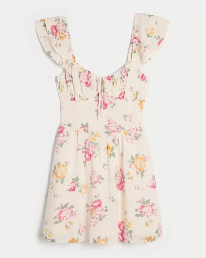 Μίνι φόρεμα Flutter Sleeve V-Waist Μίνι φόρεμα Flutter Sleeve V-Waist
