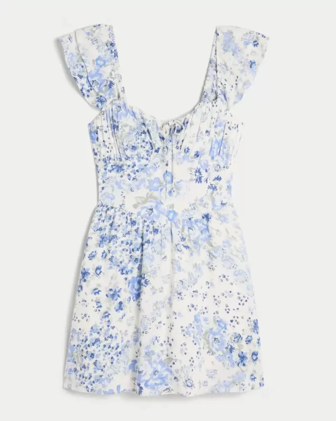 Μίνι φόρεμα Flutter Sleeve V-Waist Μίνι φόρεμα Flutter Sleeve V-Waist