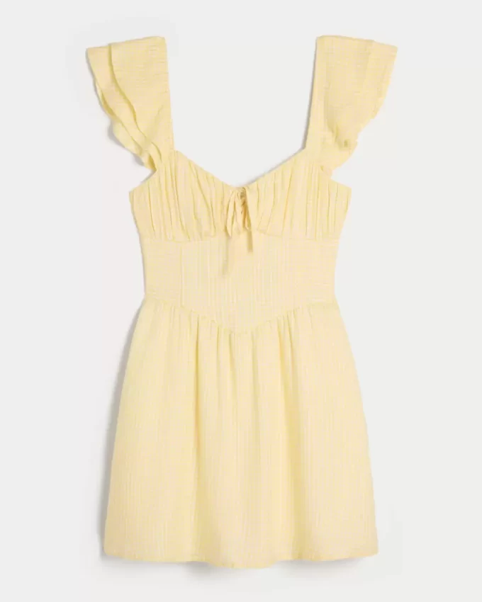 Μίνι φόρεμα Flutter Sleeve V-Waist Μίνι φόρεμα Flutter Sleeve V-Waist