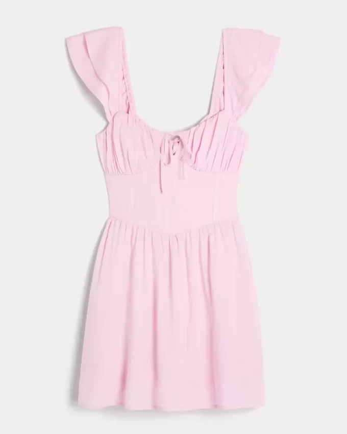 Μίνι φόρεμα Flutter Sleeve V-Waist Μίνι φόρεμα Flutter Sleeve V-Waist