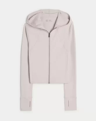Gilly Hicks Active Recharge Hooded Crop Zip-Up Top