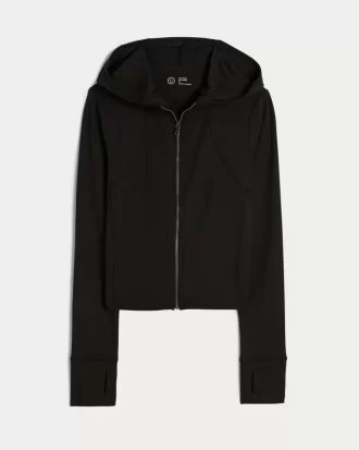 Gilly Hicks Active Recharge Hooded Crop Zip-Up Top