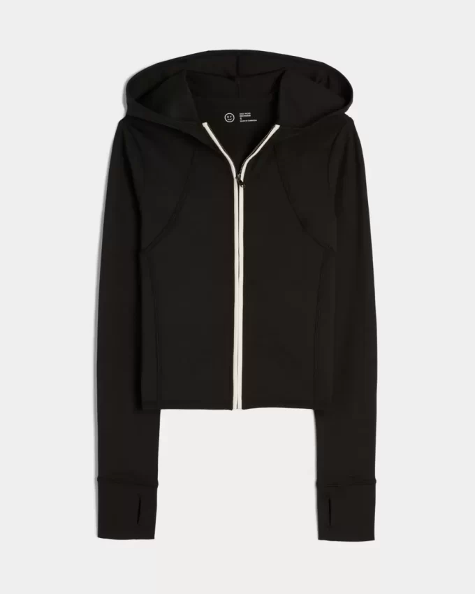 Gilly Hicks Active Recharge Hooded Crop Zip-Up Top Gilly Hicks Active Recharge Hooded Crop Zip-Up Top