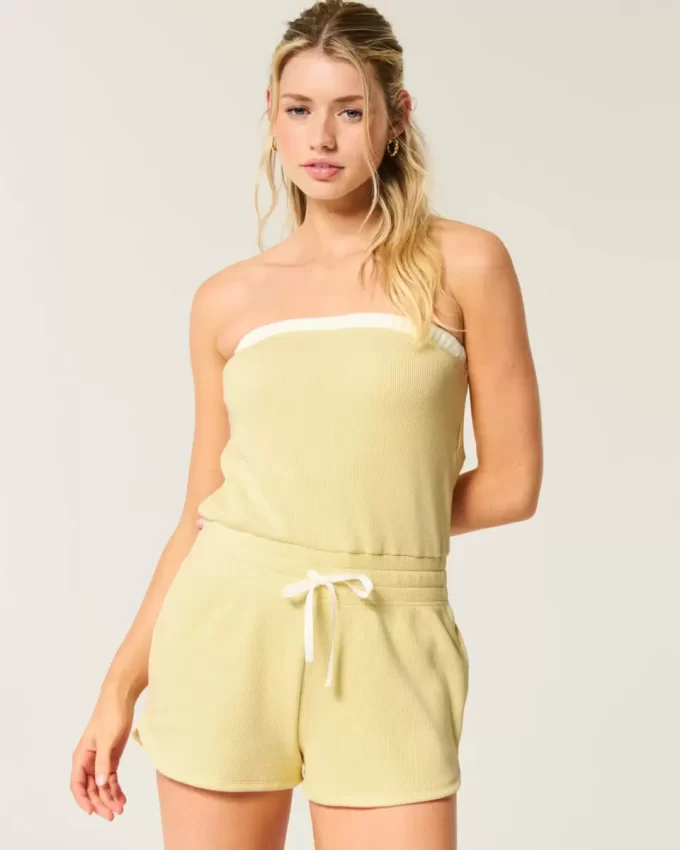 Gilly Hicks Cozy Strapless Waffle Onesie Gilly Hicks Cozy Strapless Waffle Onesie