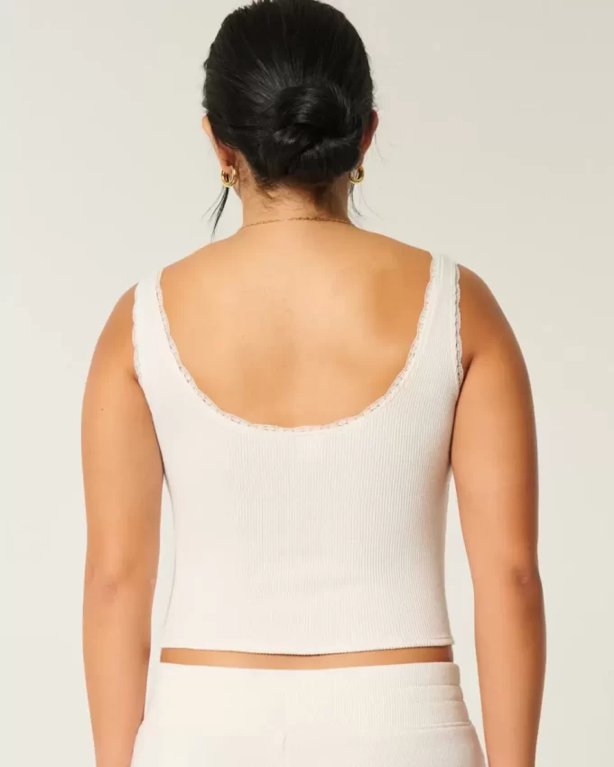 Gilly Hicks Cozy Waffle Lace Trim Tank Gilly Hicks Cozy Waffle Lace Trim Tank