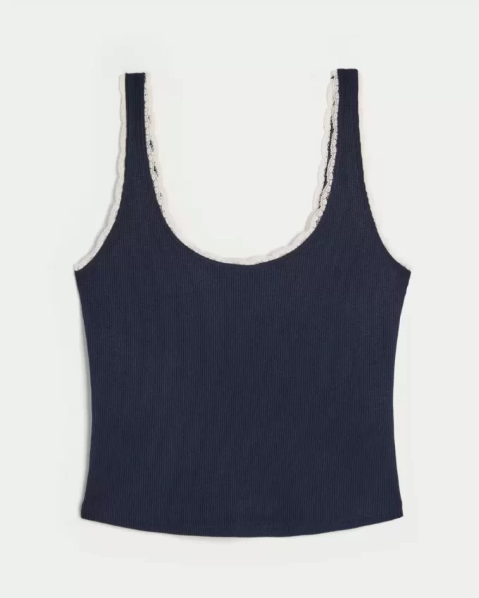 Gilly Hicks Cozy Waffle Lace Trim Tank Gilly Hicks Cozy Waffle Lace Trim Tank
