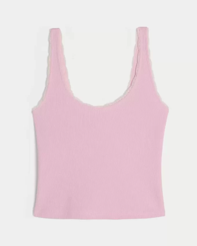 Gilly Hicks Cozy Waffle Lace Trim Tank Gilly Hicks Cozy Waffle Lace Trim Tank
