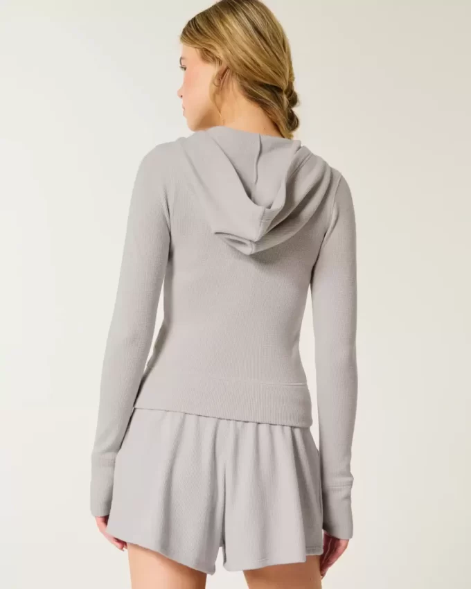 Gilly Hicks Waffle Zip-Up Hoodie Gilly Hicks Waffle Zip-Up Hoodie