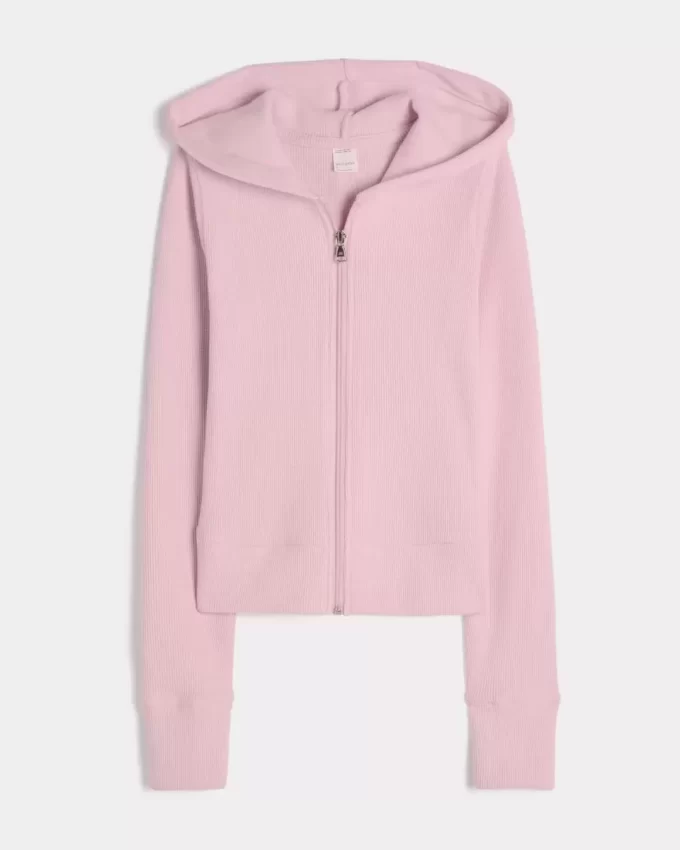 Gilly Hicks Waffle Zip-Up Hoodie