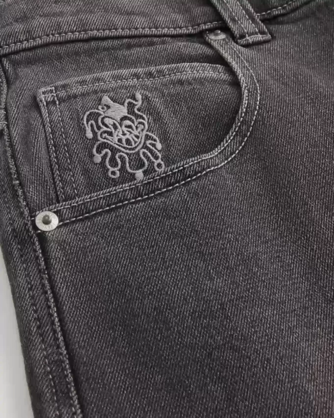 Πλυμένο μαύρο χαρτί Τζόκερ Graphic Skater Baggy Jeans Πλυμένο μαύρο χαρτί Τζόκερ Graphic Skater Baggy Jeans