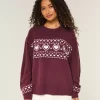 Πουλόβερ μεγάλου μεγέθους Heart Pattern Crew Πουλόβερ μεγάλου μεγέθους Heart Pattern Crew