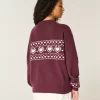 Πουλόβερ μεγάλου μεγέθους Heart Pattern Crew Πουλόβερ μεγάλου μεγέθους Heart Pattern Crew