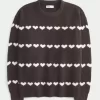 Πουλόβερ μεγάλου μεγέθους Heart Pattern Crew Πουλόβερ μεγάλου μεγέθους Heart Pattern Crew