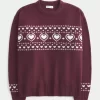 Πουλόβερ μεγάλου μεγέθους Heart Pattern Crew Πουλόβερ μεγάλου μεγέθους Heart Pattern Crew