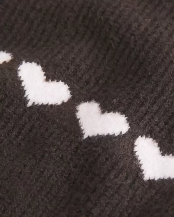 Πουλόβερ μεγάλου μεγέθους Heart Pattern Crew Πουλόβερ μεγάλου μεγέθους Heart Pattern Crew