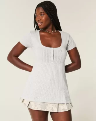 Κοντομάνικο τοπ Henley Babydoll