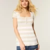 Κοντομάνικο τοπ Henley Babydoll Κοντομάνικο τοπ Henley Babydoll