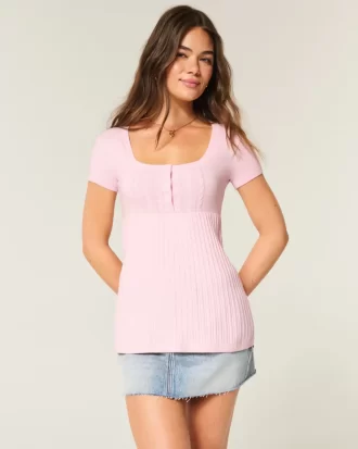 Κοντομάνικο τοπ Henley Babydoll