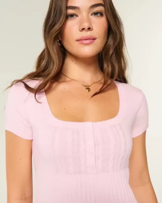 Κοντομάνικο τοπ Henley Babydoll