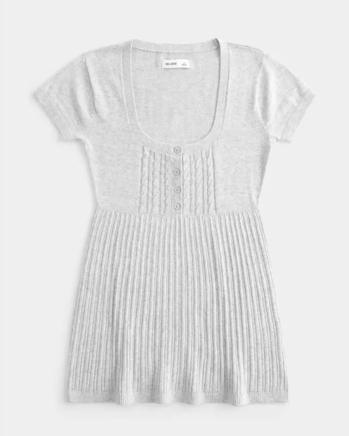 Κοντομάνικο τοπ Henley Babydoll Κοντομάνικο τοπ Henley Babydoll