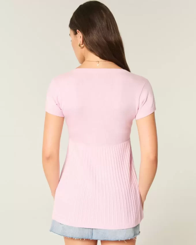 Κοντομάνικο τοπ Henley Babydoll Κοντομάνικο τοπ Henley Babydoll