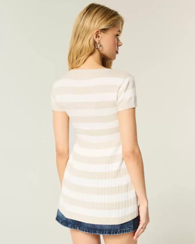 Κοντομάνικο τοπ Henley Babydoll Κοντομάνικο τοπ Henley Babydoll