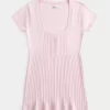 Κοντομάνικο τοπ Henley Babydoll Κοντομάνικο τοπ Henley Babydoll