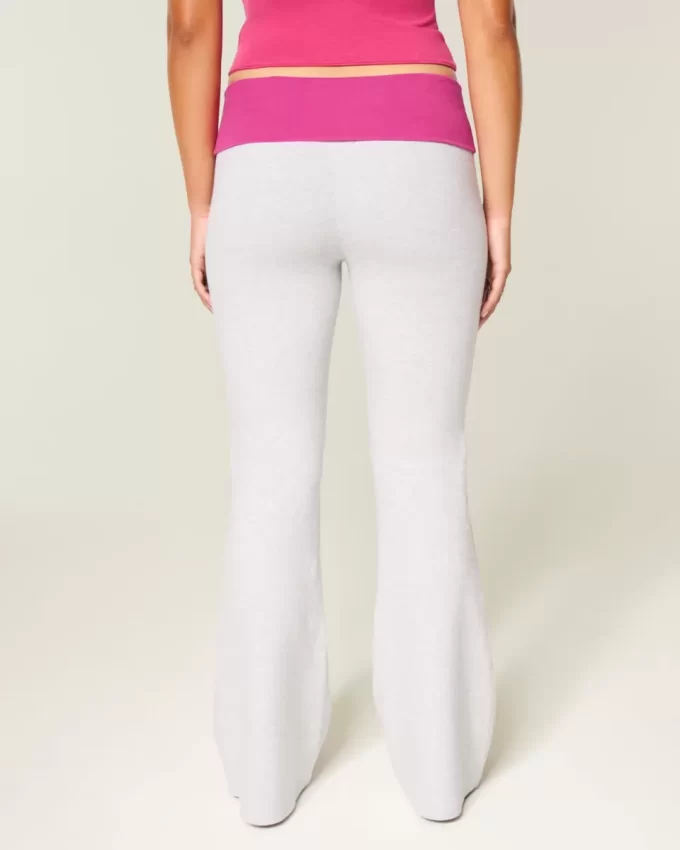 Παντελόνι Hibiscus Graphic Foldover Waist Flare Παντελόνι Hibiscus Graphic Foldover Waist Flare