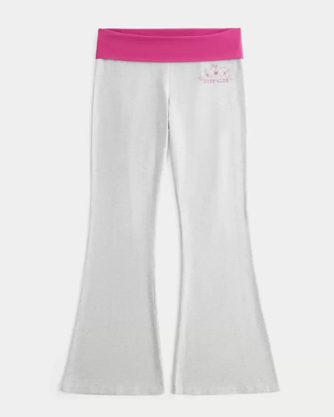Παντελόνι Hibiscus Graphic Foldover Waist Flare Παντελόνι Hibiscus Graphic Foldover Waist Flare