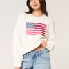 Hollister Comfy Cloud American Flag Graphic Crew πουλόβερ Hollister Comfy Cloud American Flag Graphic Crew πουλόβερ