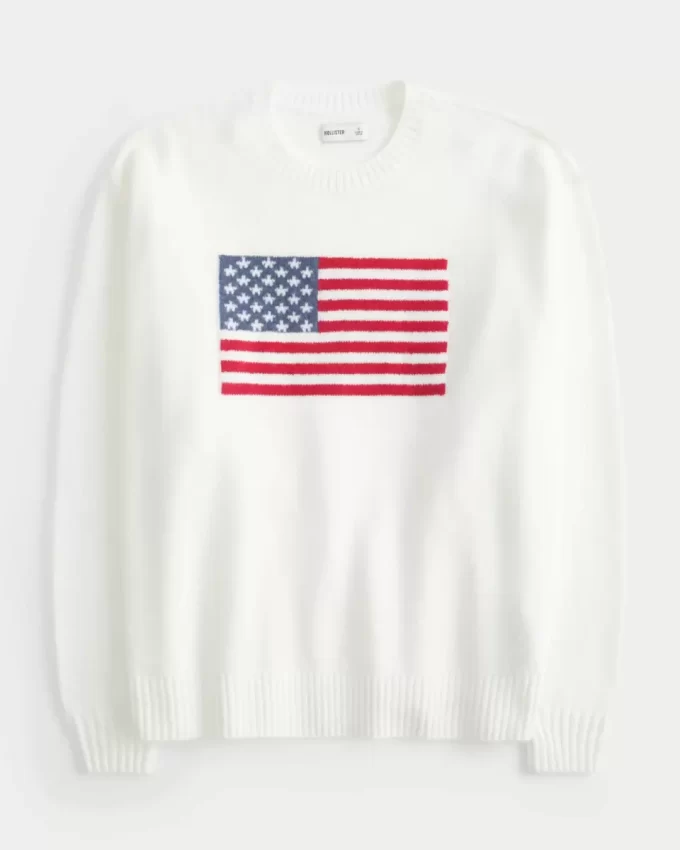 Hollister Comfy Cloud American Flag Graphic Crew πουλόβερ Hollister Comfy Cloud American Flag Graphic Crew πουλόβερ