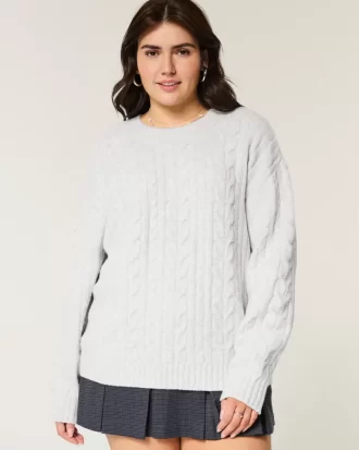 Πουλόβερ Hollister Comfy Cloud Cable-Knit Crew Πουλόβερ Hollister Comfy Cloud Cable-Knit Crew
