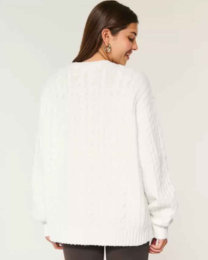 Πουλόβερ Hollister Comfy Cloud Cable-Knit Crew Πουλόβερ Hollister Comfy Cloud Cable-Knit Crew