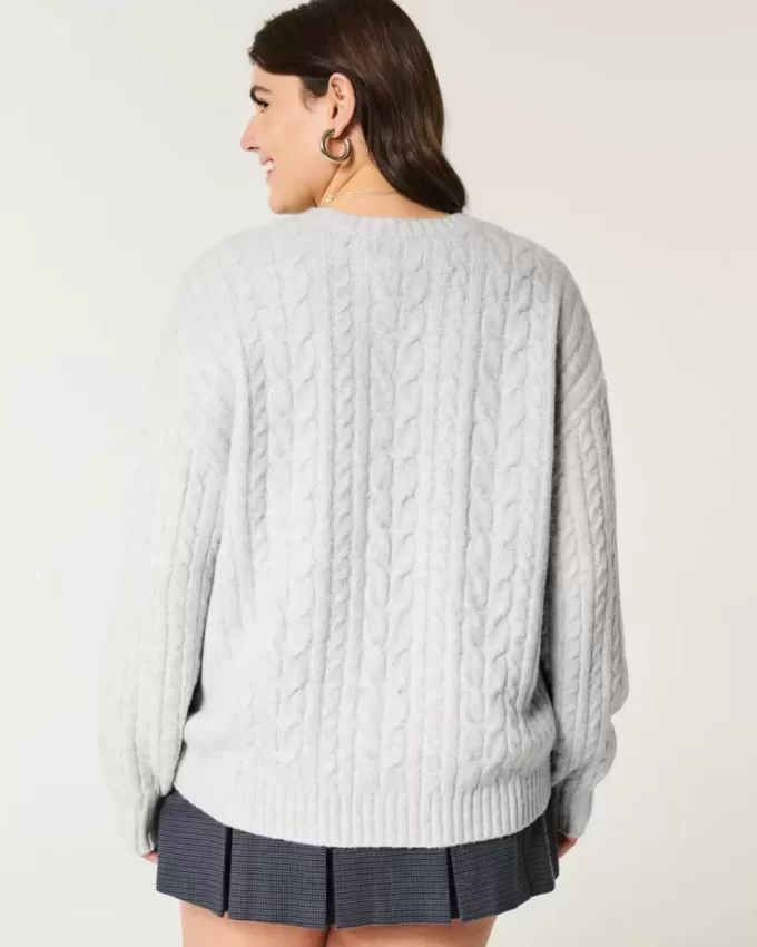 Πουλόβερ Hollister Comfy Cloud Cable-Knit Crew Πουλόβερ Hollister Comfy Cloud Cable-Knit Crew