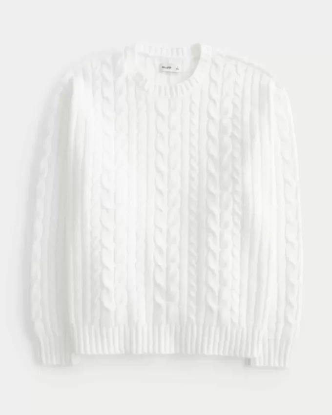 Πουλόβερ Hollister Comfy Cloud Cable-Knit Crew Πουλόβερ Hollister Comfy Cloud Cable-Knit Crew