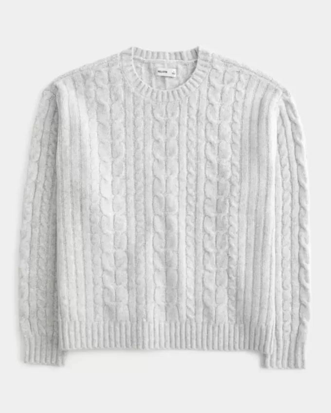 Πουλόβερ Hollister Comfy Cloud Cable-Knit Crew Πουλόβερ Hollister Comfy Cloud Cable-Knit Crew