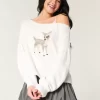 Γραφικό πουλόβερ Hollister Comfy Cloud Easy Off-the-Shoulder Deer Γραφικό πουλόβερ Hollister Comfy Cloud Easy Off-the-Shoulder Deer