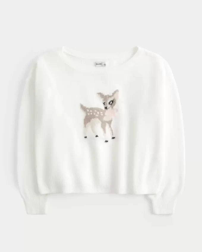 Γραφικό πουλόβερ Hollister Comfy Cloud Easy Off-the-Shoulder Deer Γραφικό πουλόβερ Hollister Comfy Cloud Easy Off-the-Shoulder Deer