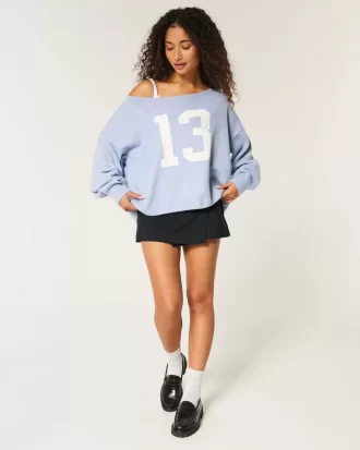 Γραφικό πουλόβερ Hollister Comfy Cloud Easy Off-the-Shoulder Number
