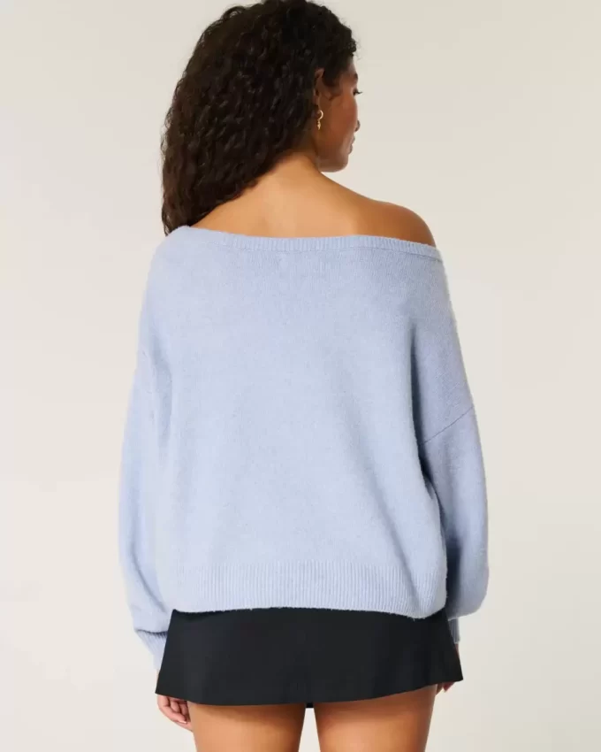Γραφικό πουλόβερ Hollister Comfy Cloud Easy Off-the-Shoulder Number Γραφικό πουλόβερ Hollister Comfy Cloud Easy Off-the-Shoulder Number