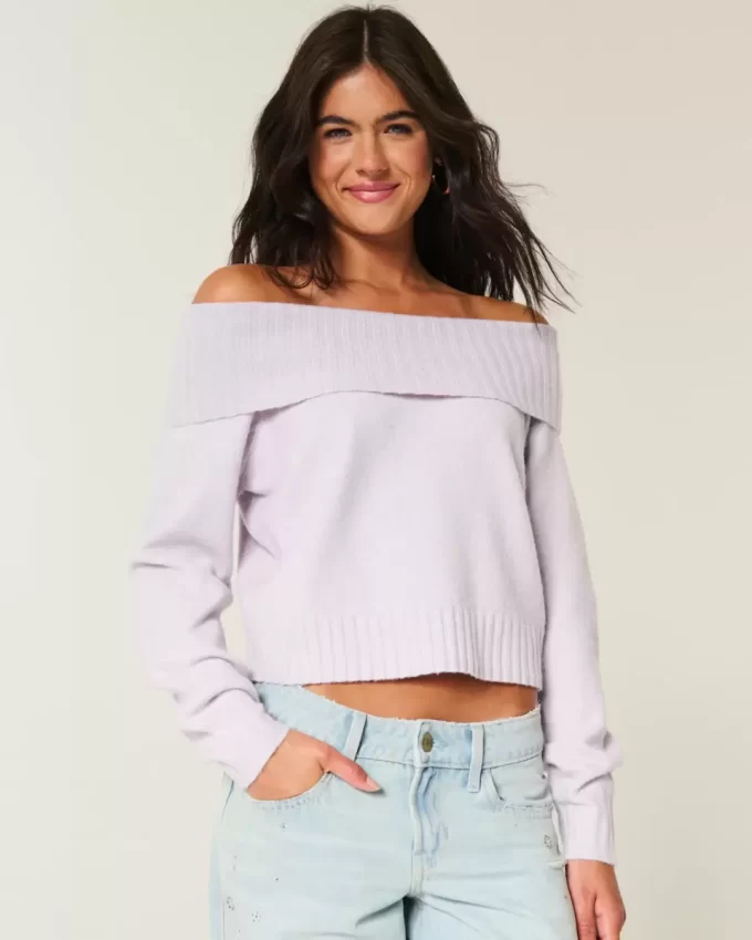 Πουλόβερ Hollister Comfy Cloud Foldover Off-the-Shoulder Πουλόβερ Hollister Comfy Cloud Foldover Off-the-Shoulder