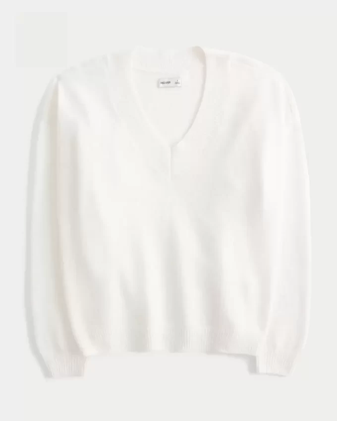 Πουλόβερ Hollister Comfy Cloud Oversized με λαιμόκοψη Πουλόβερ Hollister Comfy Cloud Oversized με λαιμόκοψη