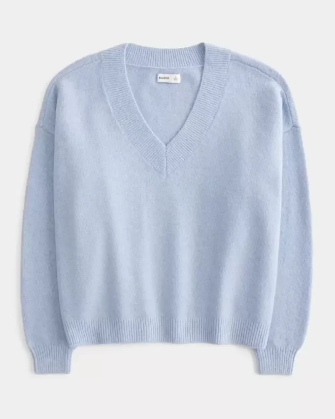 Πουλόβερ Hollister Comfy Cloud Oversized με λαιμόκοψη Πουλόβερ Hollister Comfy Cloud Oversized με λαιμόκοψη
