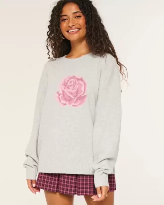 Γραφικό πουλόβερ Hollister Comfy Cloud Rose