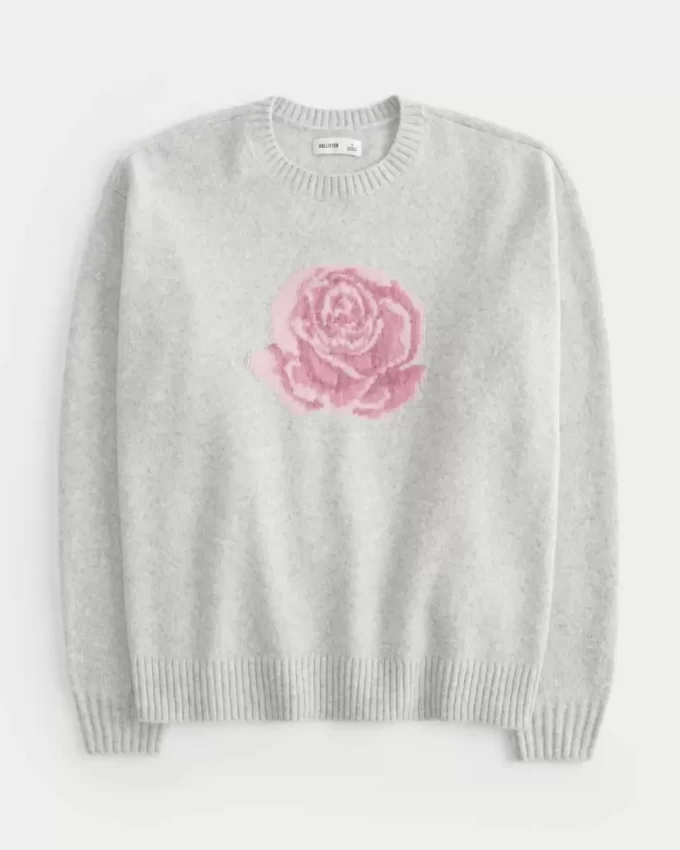Γραφικό πουλόβερ Hollister Comfy Cloud Rose Γραφικό πουλόβερ Hollister Comfy Cloud Rose
